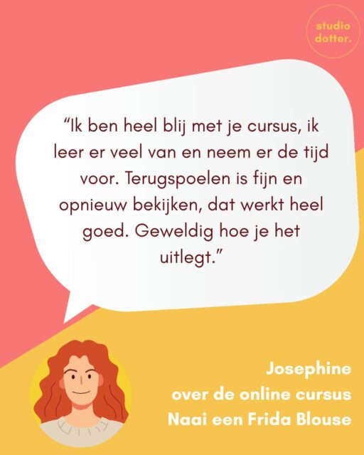 𝕆𝕟𝕝𝕚𝕟𝕖 𝕟𝕒𝕒𝕚𝕔𝕦𝕣𝕤𝕦𝕤: Heb jij weleens een online naaicursus van Studio Dotter gedaan? Zo ja, dan ben je één van de meer dan 2000 cursisten die een of meer cursussen zijn gestart en met mijn hulp al heel veel mooie dingen hebben gemaakt!

Zo niet, bekijk op www.studiodotter.nl dan eens uit welke cursussen je allemaal kunt kiezen: er zijn cursussen waarin we samen één project naaien, cursussen waarin ik uitleg hoe specifieke naaitechnieken werken, of cursussen waarin je leert hoe je zelf patronen kunt tekenen. Je hoeft het dus niet alleen te doen. Bovendien kun je de lessen altijd terugkijken!

Kun je niet kiezen? Ga dan voor het voordeelpakket! Hoe meer cursussen, hoe meer korting... 😁
