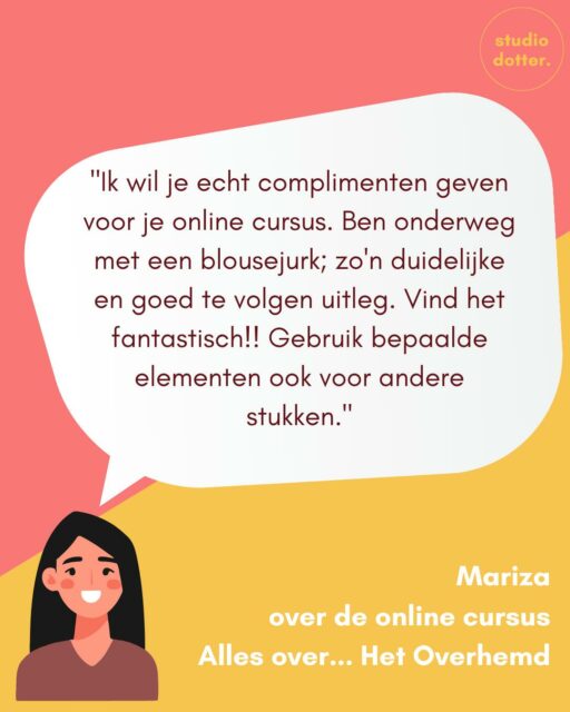 𝕆𝕟𝕝𝕚𝕟𝕖 𝕟𝕒𝕒𝕚𝕔𝕦𝕣𝕤𝕦𝕤: Heb jij weleens een online naaicursus van Studio Dotter gedaan? Zo ja, dan ben je één van de meer dan 2000 cursisten die een of meer cursussen zijn gestart en met mijn hulp al heel veel mooie dingen hebben gemaakt!

Zo niet, bekijk op www.studiodotter.nl dan eens uit welke cursussen je allemaal kunt kiezen: er zijn cursussen waarin we samen één project naaien, cursussen waarin ik uitleg hoe specifieke naaitechnieken werken, of cursussen waarin je leert hoe je zelf patronen kunt tekenen. Je hoeft het dus niet alleen te doen. Bovendien kun je de lessen altijd terugkijken!

Kun je niet kiezen? Ga dan voor het voordeelpakket! Hoe meer cursussen, hoe meer korting... 😁

#vraagvoordejuf #dotterdag #oplesbijstudiodotter #teamstudiodotter #naaitips #sewingtips #sewingtricks #naaieniship #naaienistof #naaienisleuk #naaienvoorbeginners #naaienvoorgevorderden #naaienvoormezelf #naaienvoorkids #sewinglove #sewingaddict ##sewista #sewing #hobby #creatief #naaimachine #stoffenwinkel #stoffenwebshop #naailes #naaicursus #onlinenaailes #onlinenaaicursus