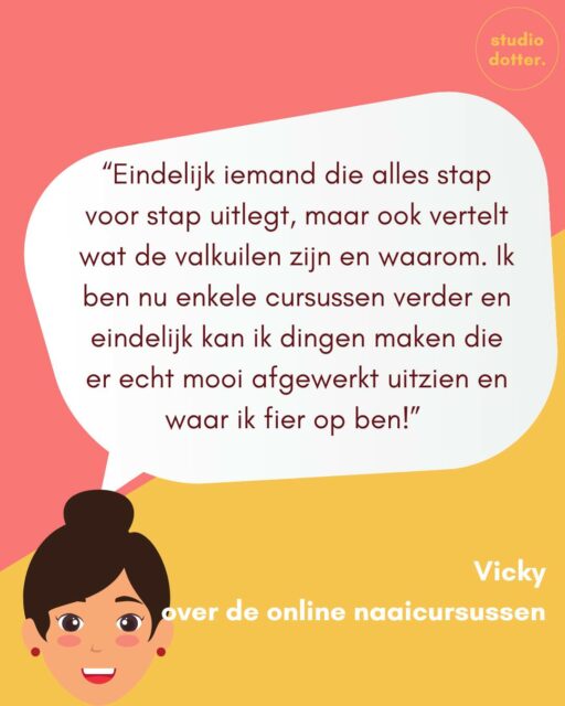 𝕆𝕟𝕝𝕚𝕟𝕖 𝕟𝕒𝕒𝕚𝕔𝕦𝕣𝕤𝕦𝕤: Heb jij weleens een online naaicursus van Studio Dotter gedaan? Zo ja, dan ben je één van de meer dan 2000 cursisten die een of meer cursussen zijn gestart en met mijn hulp al heel veel mooie dingen hebben gemaakt!

Zo niet, bekijk op www.studiodotter.nl dan eens uit welke cursussen je allemaal kunt kiezen: er zijn cursussen waarin we samen één project naaien, cursussen waarin ik uitleg hoe specifieke naaitechnieken werken, of cursussen waarin je leert hoe je zelf patronen kunt tekenen. Je hoeft het dus niet alleen te doen. Bovendien kun je de lessen altijd terugkijken!

Kun je niet kiezen? Ga dan voor het voordeelpakket! Hoe meer cursussen, hoe meer korting... 😁