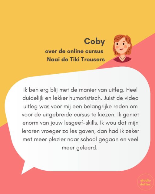 Leuk; de eerste reviews over mijn nieuwste online cursus komen binnen 😁😁😁

Ben jij al begonnen met de cursus Naai de Tiki Trousers? In kleine stapjes doorlopen we samen het maak-proces van deze eigentijdse èn toegankelijke barrel pants van @notches_patterns . 

Jij leert in bijna 6 uur aan videolessen niet alleen hoe je deze broek maakt, maar ik geef je nog véél meer tips die je bij al je toekomstige naai-projecten in kunt zetten! En het fijne is dat je mij op pauze kunt zetten, of juist kunt doorspoelen, en je kunt mij steeds weer hetzelfde laten uitleggen, als jij dat nodig hebt. Heerlijk 😇

Je vindt de cursus via de link in mijn profiel en hierboven.

#tikitrousers #onlinesewing #naaicursus #onlinenaailes
