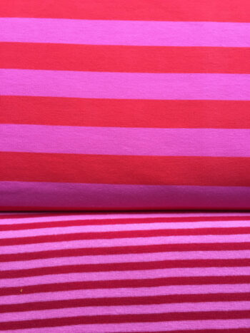 Boordstof rood/roze gestreept