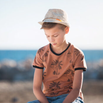 Palm Trees Pecan Brown - french terry