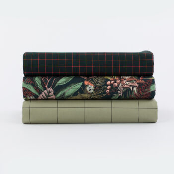 Thin Grid XL Theegroen - katoencanvas gabardine twill stof