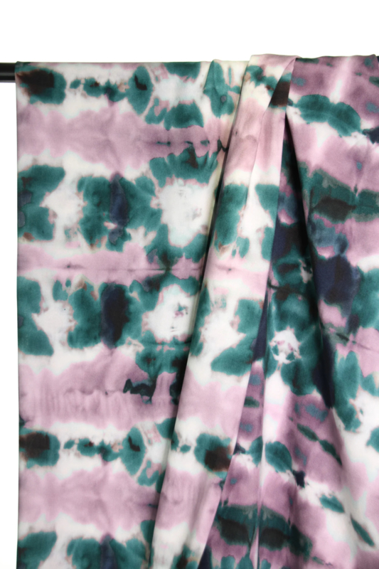 Green and Lilac Tie Dye - viscose stof